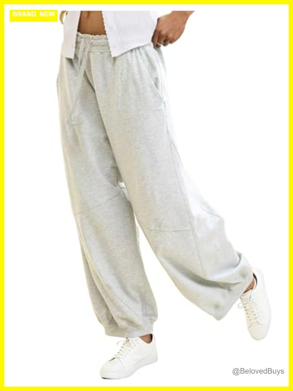Womens Baggy Sweatpants Barrel Leg Elastic Waist Drawstring Joggers Lounge Pants